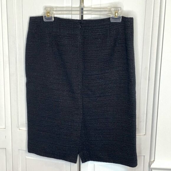 Theory Frieda Black Tweed Virgin Wool Pencil Skirt - Picture 8 of 10